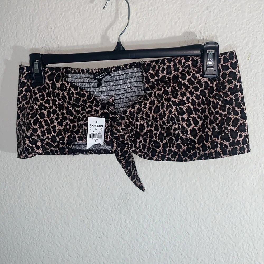 5/$25 New With Tags Express women Linen-Blend Tie Front Bandeau Top. - Picture 3 of 5